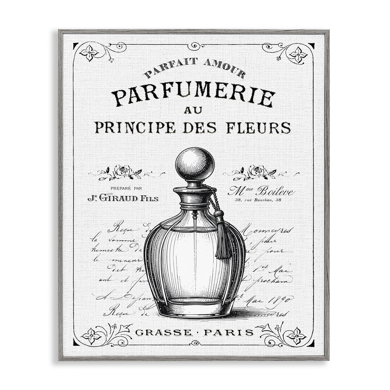 Stupell Industries Vintage French Perfume Framed Giclee, design by Lettered and Lined
